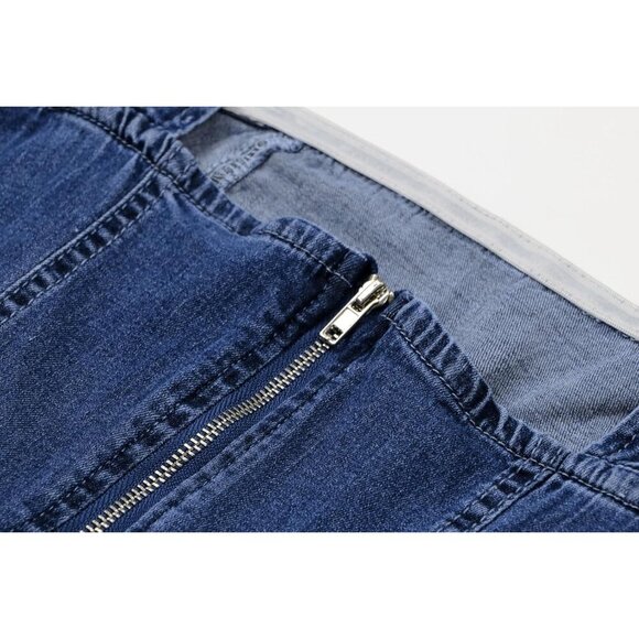 Women's Denim Mini Dress Sleeveless High Waist Casual Summer Dress - Picture 6 of 6